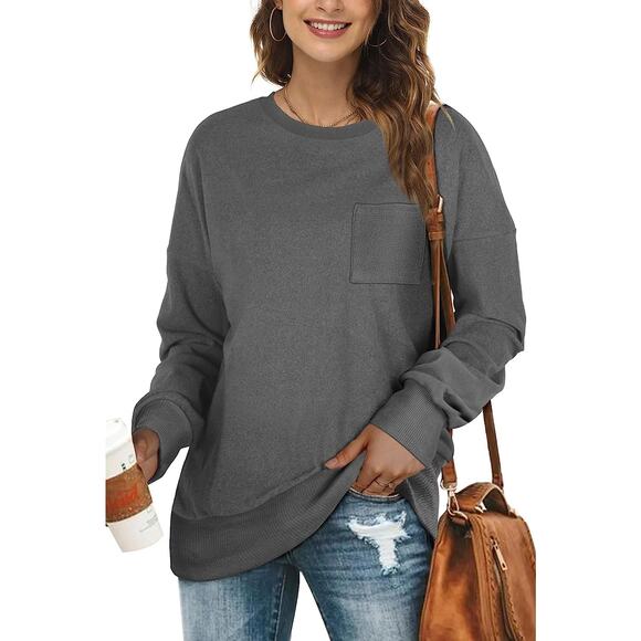 Old Navy Gray Relaxed Fit Long Sleeve Sweatshirt Sweater Pocket XL Tall NEW - Picture 1 of 10